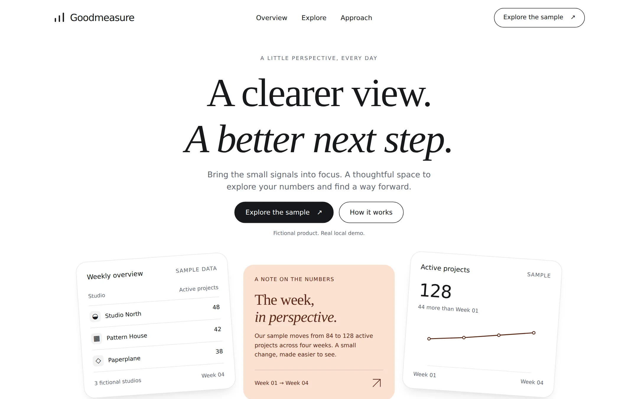 The Steep kickstart: A little perspective, set in serif and peach.