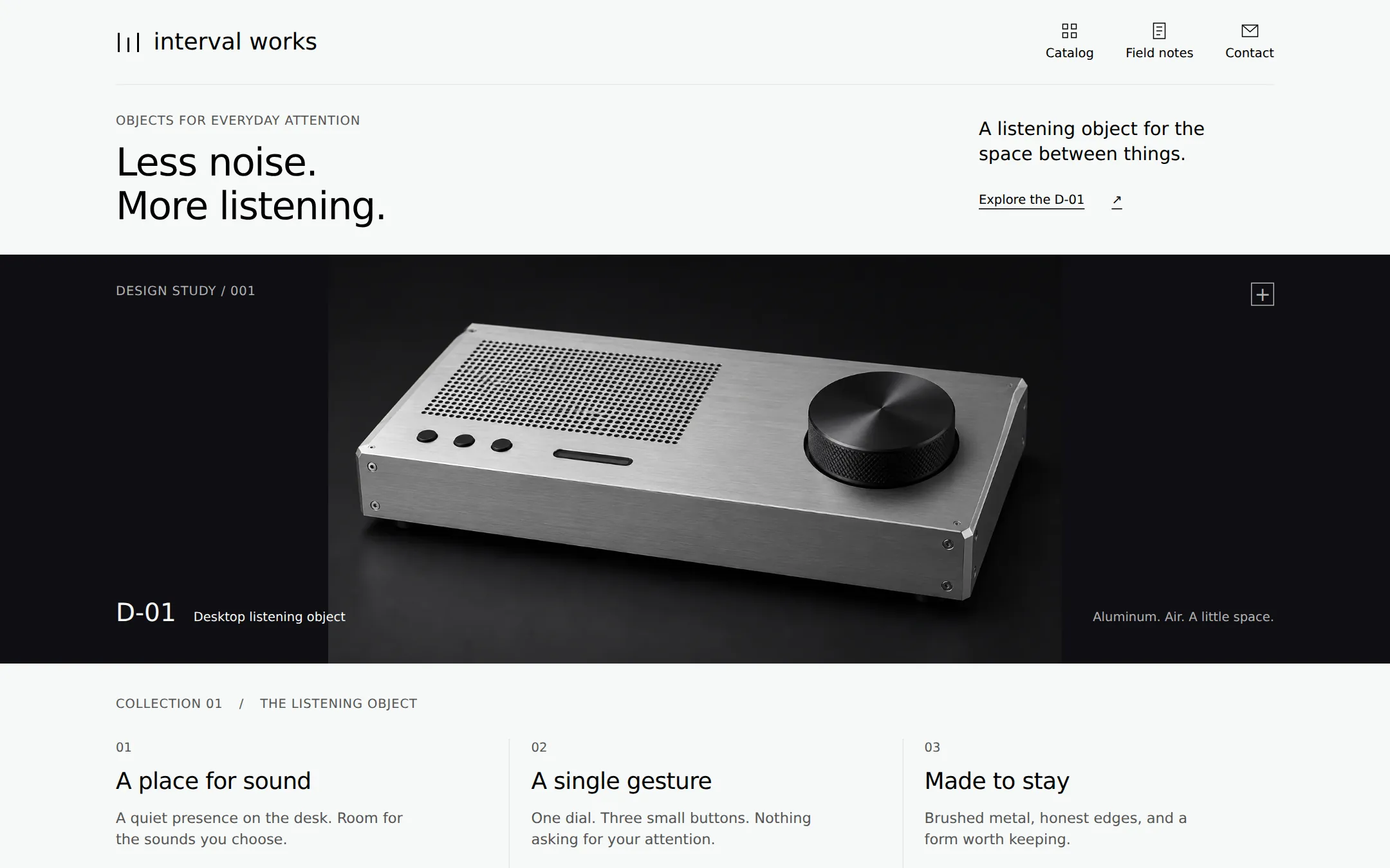 The teenage engineering kickstart: A quiet industrial catalog where one original listening object does the talking.